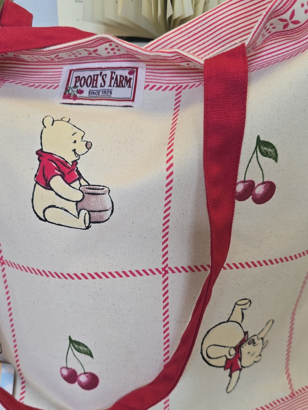 NWT Primark X Disney Winnie The Pooh Tote Bag Cream & Red - Picture 2 of 6